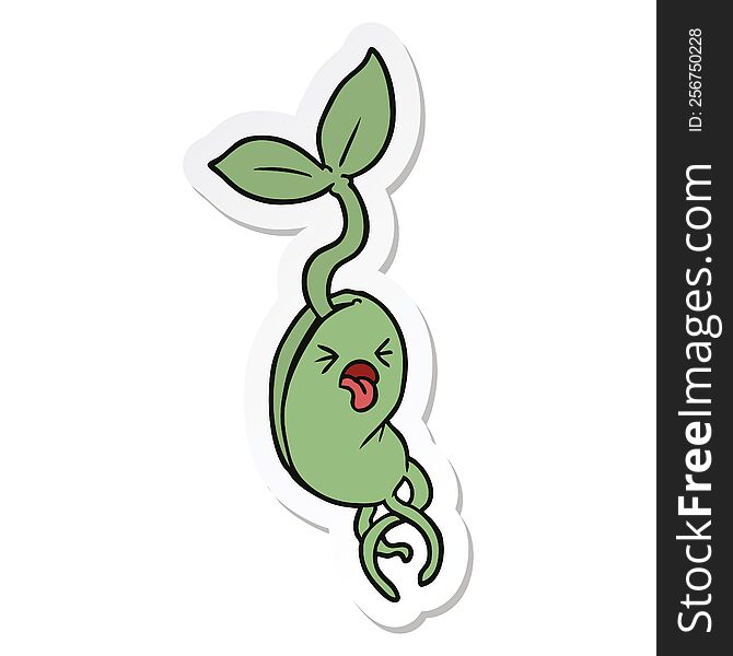 sticker of a cartoon sprouting seedling