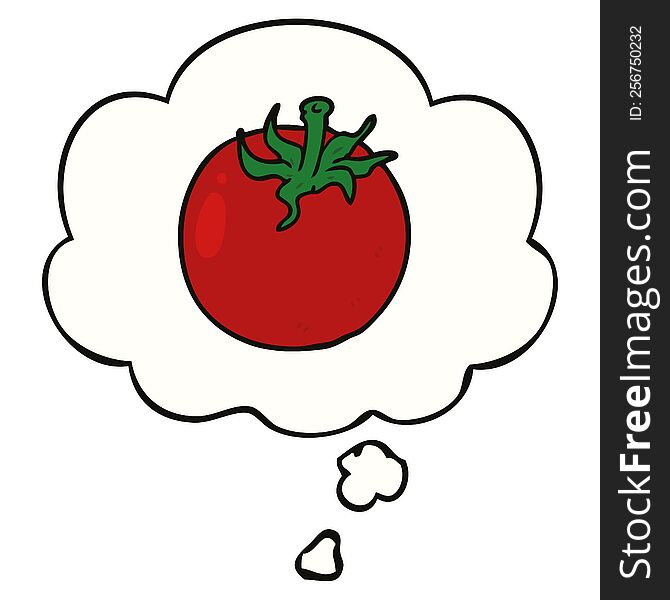 Cartoon Tomato And Thought Bubble