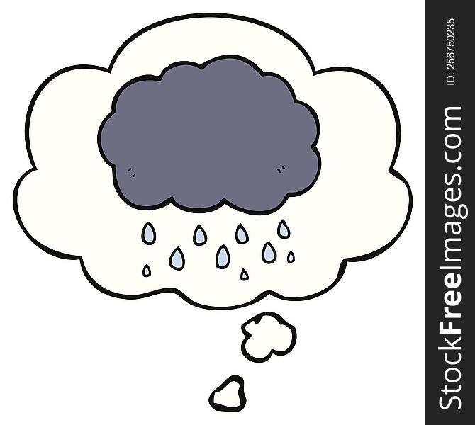 Cartoon Cloud Raining And Thought Bubble