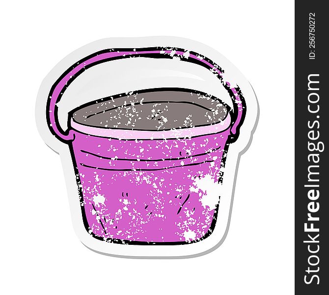 retro distressed sticker of a cartoon metal bucket