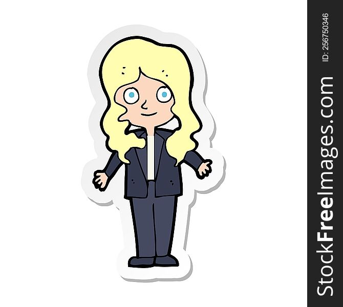 sticker of a cartoon friendly business woman