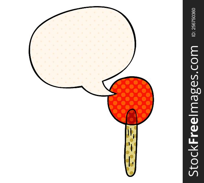 cartoon candy lollipop with speech bubble in comic book style