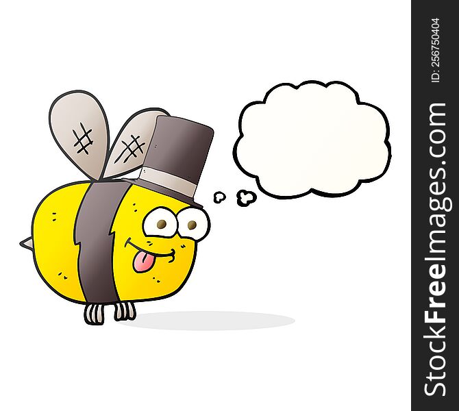 Thought Bubble Cartoon Bee Wearing Hat