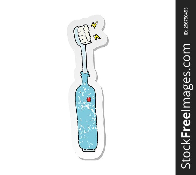retro distressed sticker of a cartoon electric tooth brush