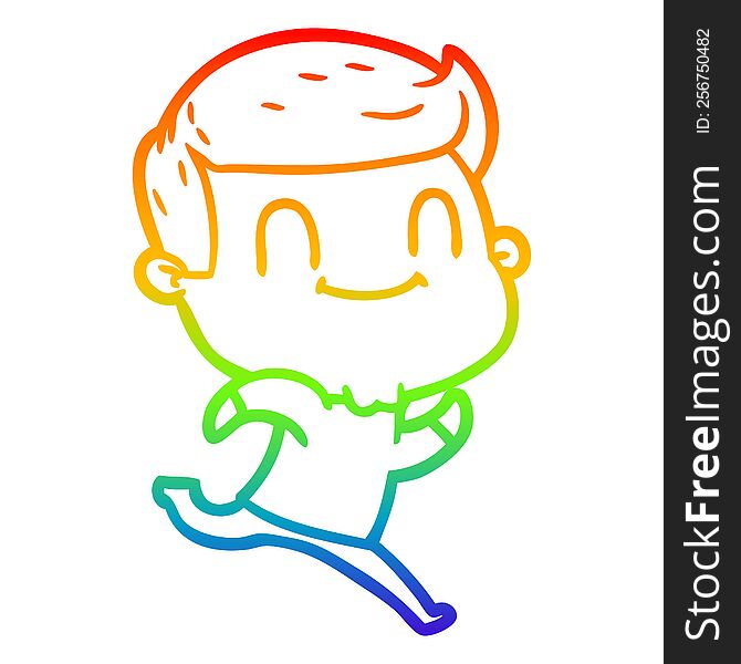 Rainbow Gradient Line Drawing Cartoon Friendly Man