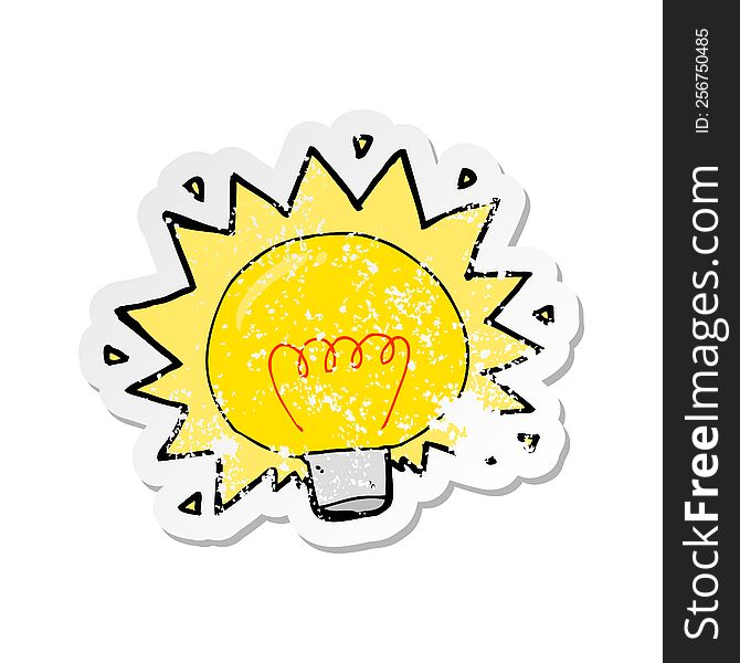 retro distressed sticker of a cartoon electric light bulb