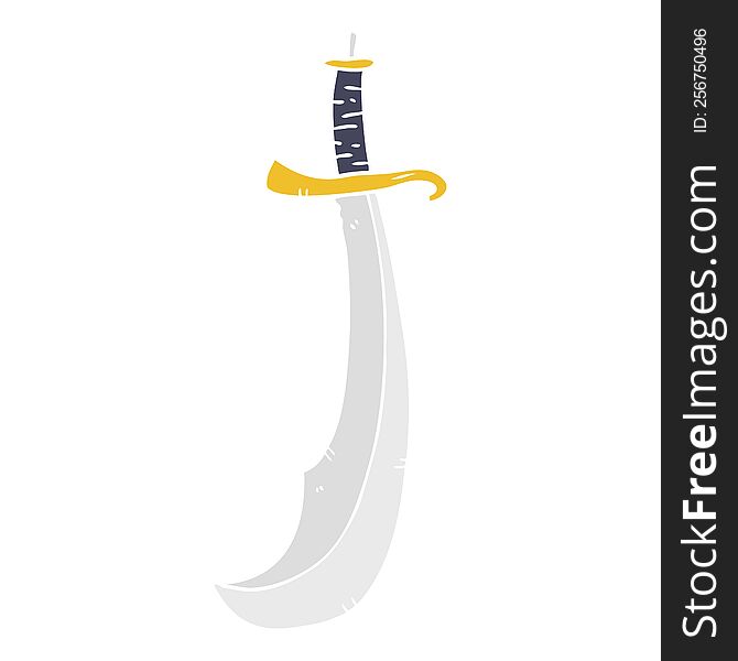 Flat Color Style Cartoon Curved Sword