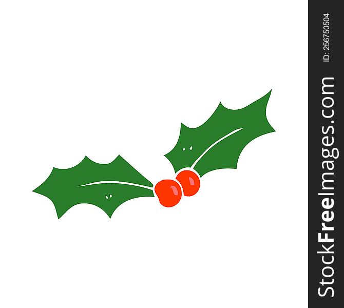 Flat Color Illustration Of A Cartoon Christmas Holly