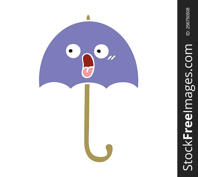 flat color retro cartoon umbrella