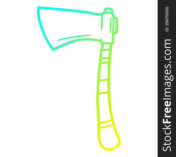 cold gradient line drawing of a cartoon viking axe