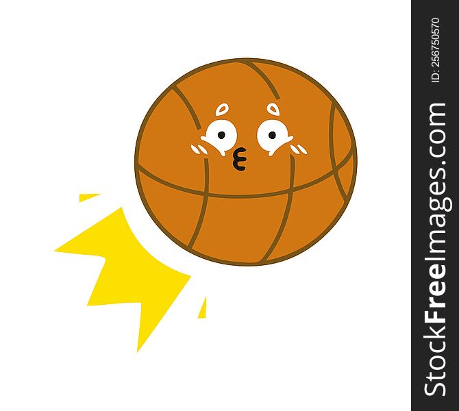 flat color retro cartoon basketball