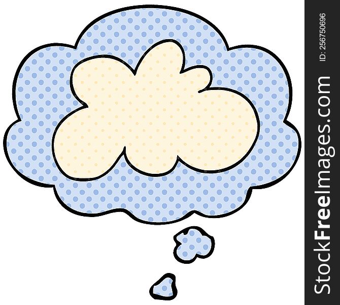 cartoon decorative cloud symbol with thought bubble in comic book style