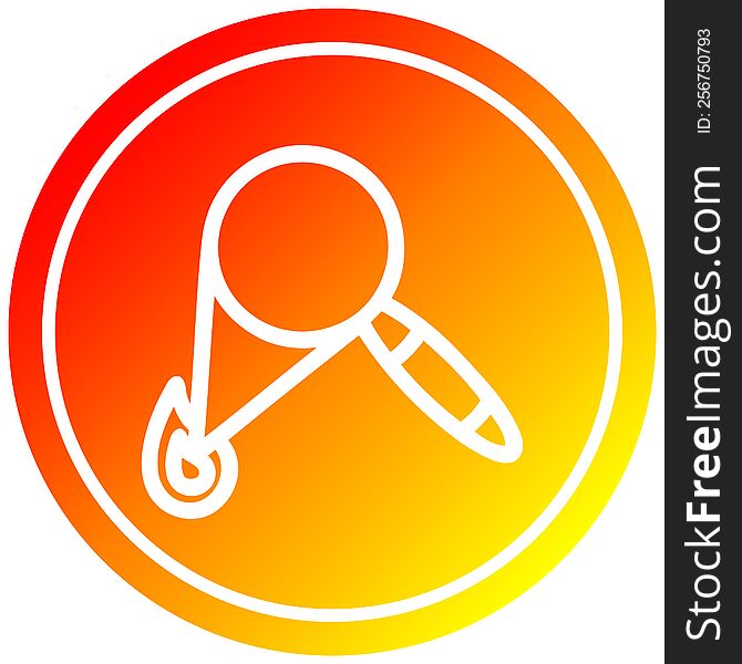 magnifying glass burning circular icon with warm gradient finish. magnifying glass burning circular icon with warm gradient finish