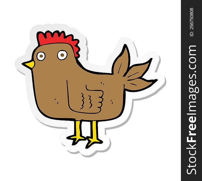 Sticker Of A Cartoon Hen