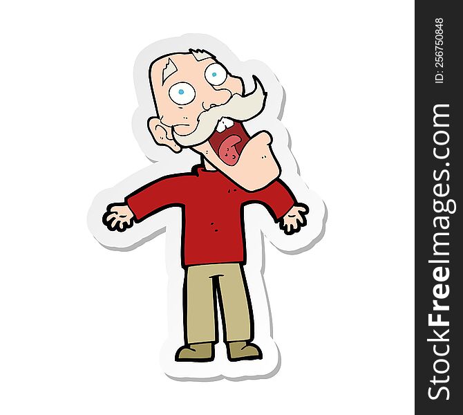 Sticker Of A Cartoon Terrified Old Man