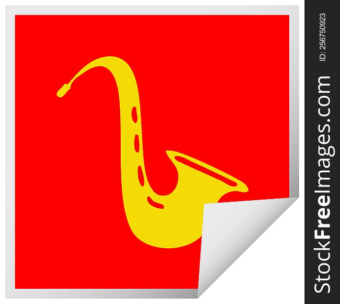 square peeling sticker cartoon musical saxophone