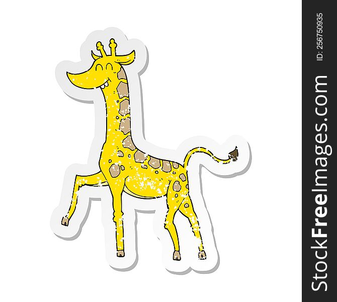 retro distressed sticker of a cartoon giraffe