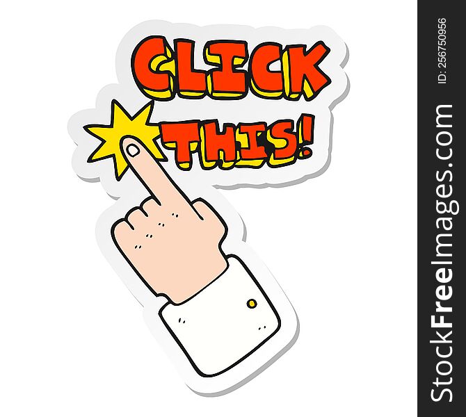 sticker of a cartoon click this symbol with hand