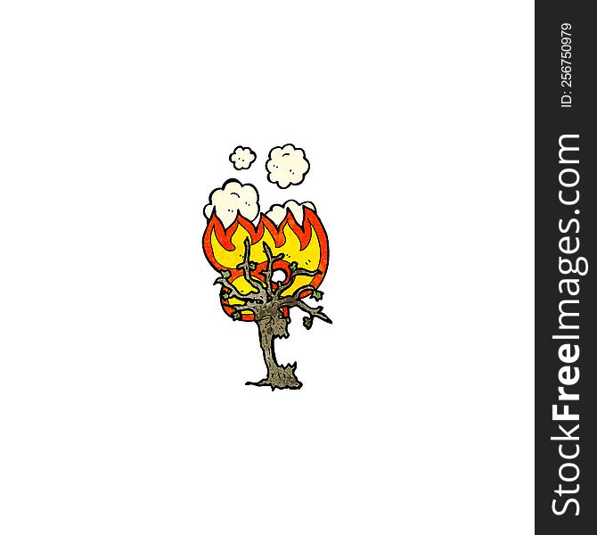 burning spooky tree cartoon