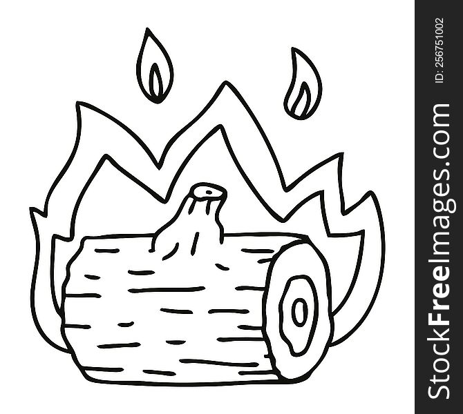 Quirky Line Drawing Cartoon Campfire