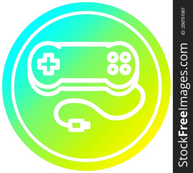 console game controller circular icon with cool gradient finish. console game controller circular icon with cool gradient finish