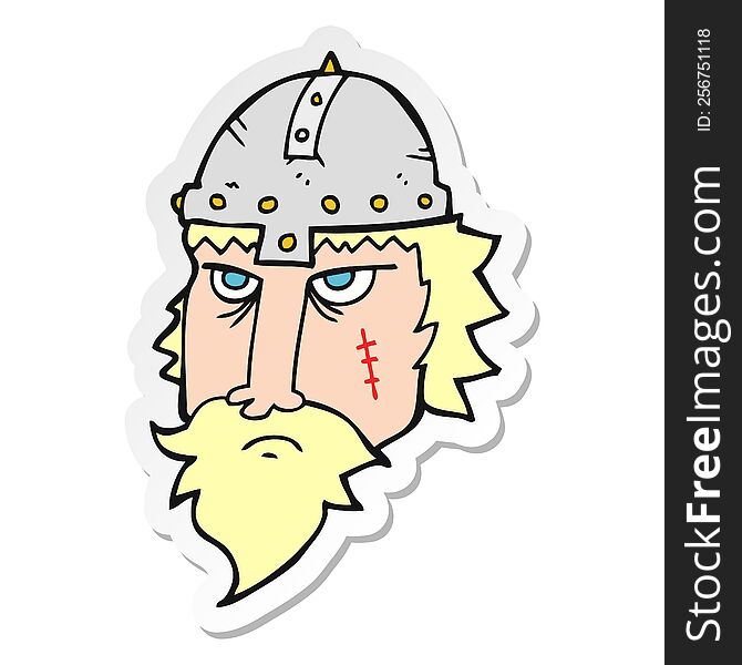 Sticker Of A Cartoon Viking Warrior