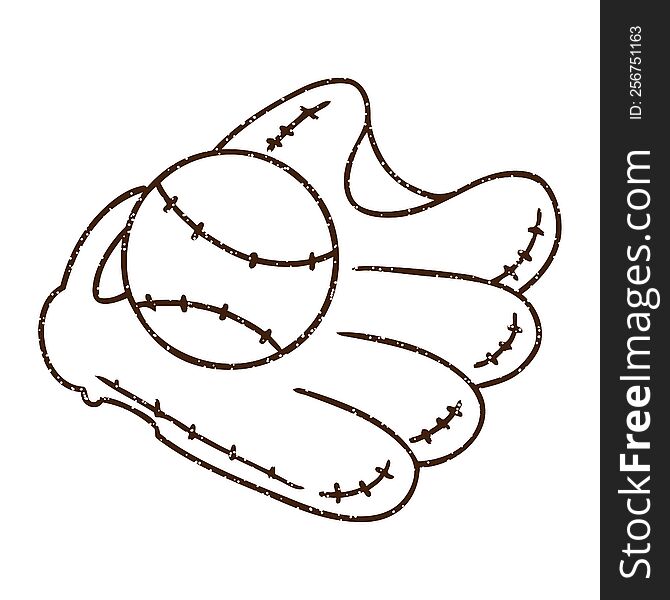 Baseball Glove Charcoal Drawing