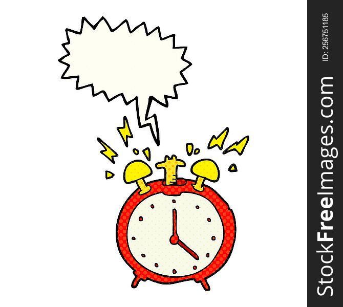 freehand drawn comic book speech bubble cartoon ringing alarm clock