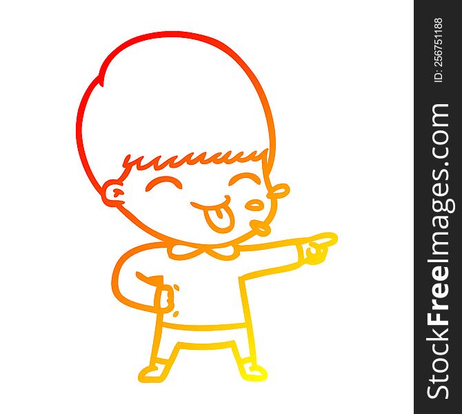 warm gradient line drawing of a cartoon boy sticking out tongue