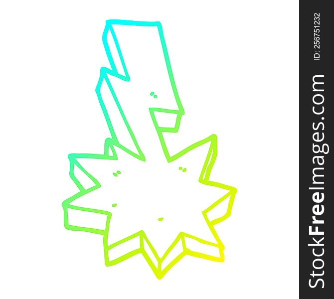 Cold Gradient Line Drawing Cartoon Lightning Strike