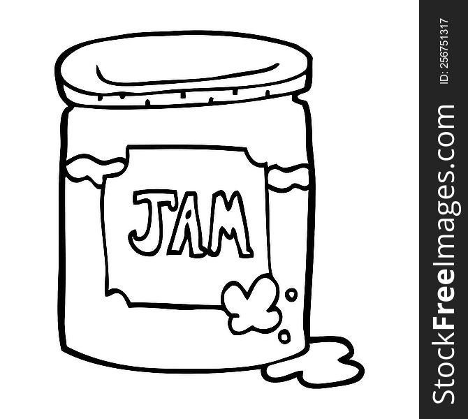 Line Drawing Cartoon Jam Pot