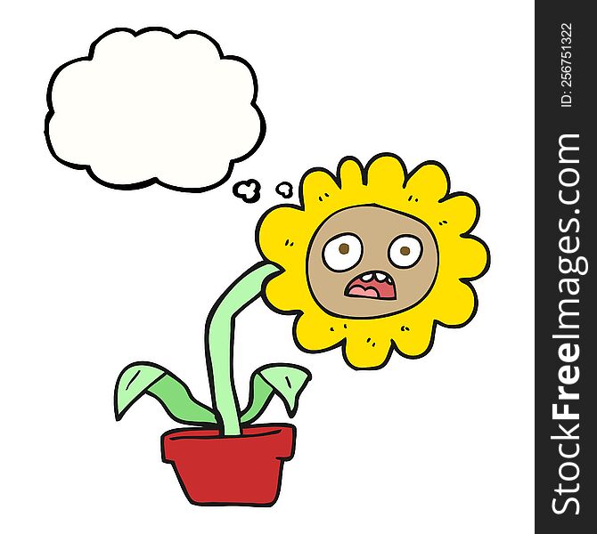 Thought Bubble Cartoon Sad Flower