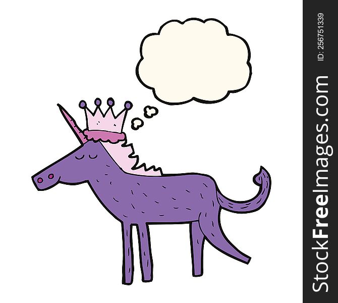 Cartoon Unicorn With Thought Bubble