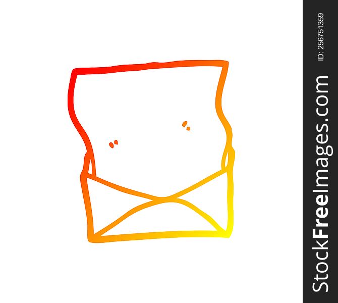 warm gradient line drawing of a cartoon letter and envelope