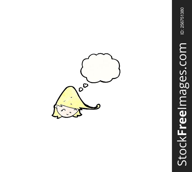 cartoon girl\'s face with thought bubble