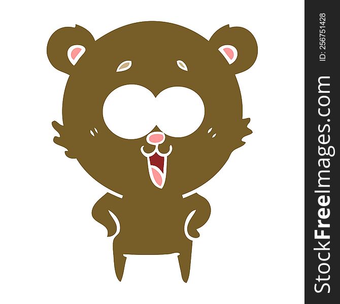 Laughing Teddy  Bear Flat Color Style Cartoon