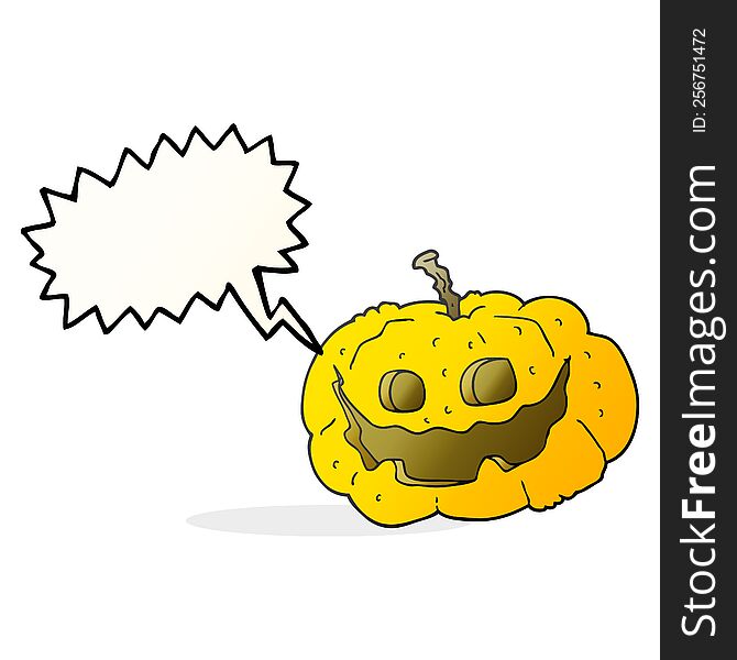 Speech Bubble Cartoon Halloween Pumpkin