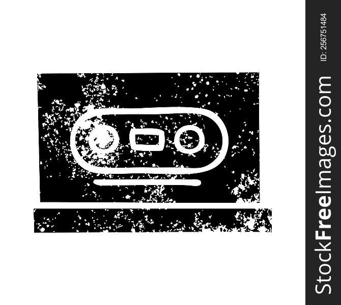 distressed symbol of a retro cassette