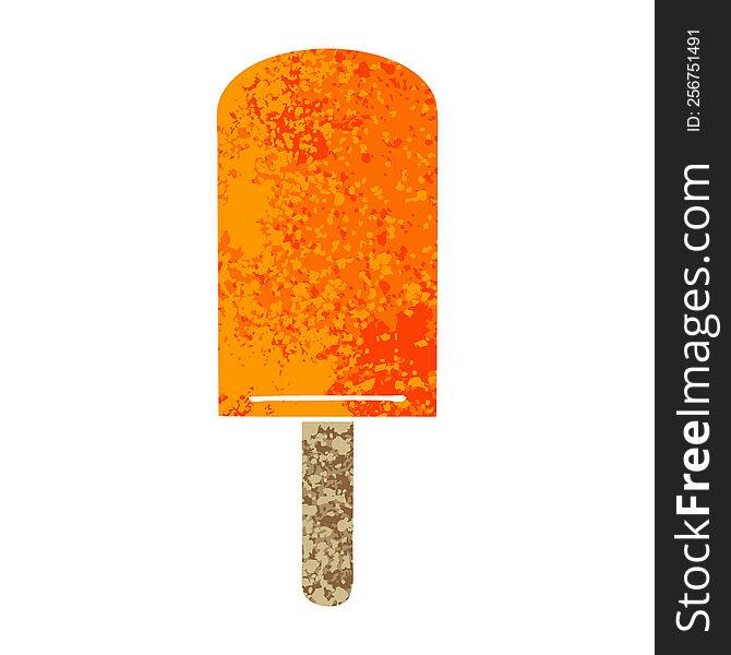 quirky retro illustration style cartoon orange ice lolly