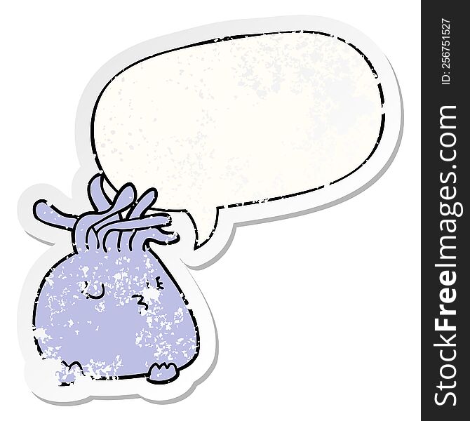 cartoon sea anemone and speech bubble distressed sticker