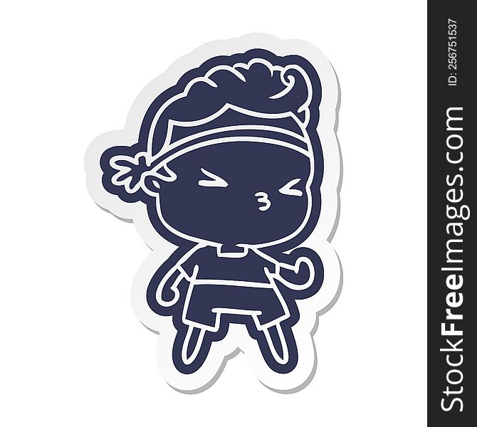 Cartoon Sticker Kawaii Working Out Boy