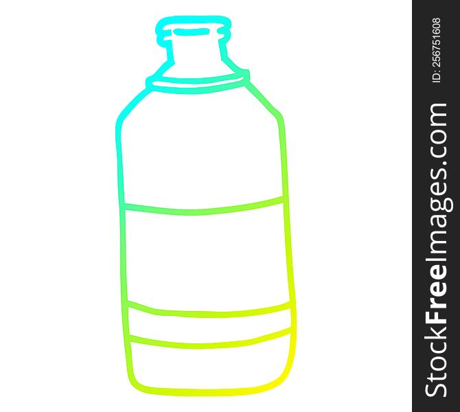 cold gradient line drawing of a cartoon old green bottle