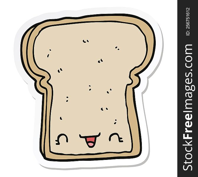 Sticker Of A Cute Cartoon Slice Of Bread