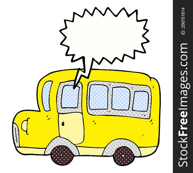 freehand drawn comic book speech bubble cartoon yellow school bus