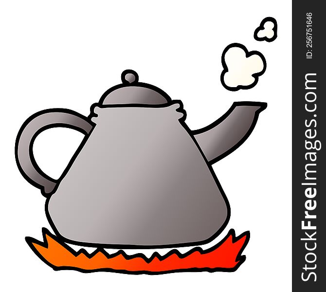 vector gradient illustration cartoon kettle on stove