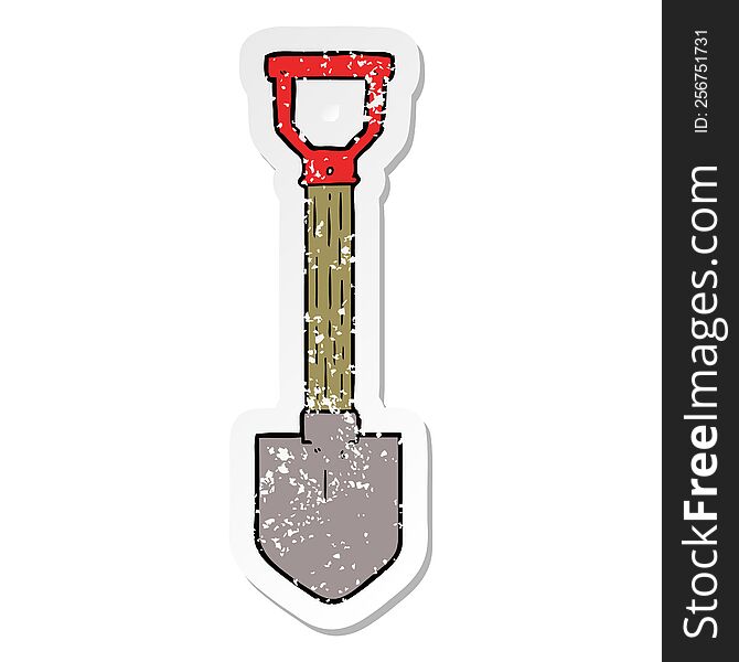 distressed sticker of a cartoon shovel