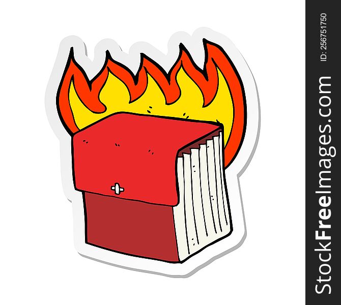 sticker of a cartoon burning business files