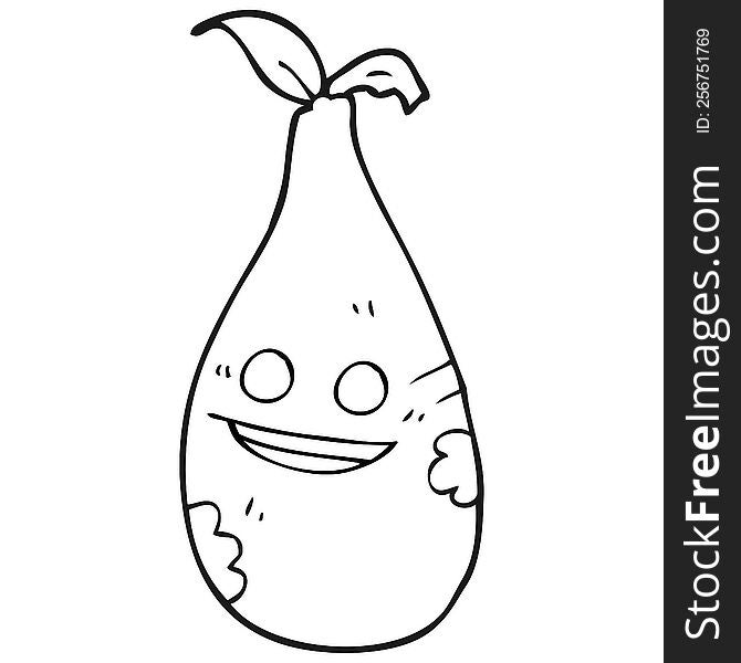 Black And White Cartoon Pear