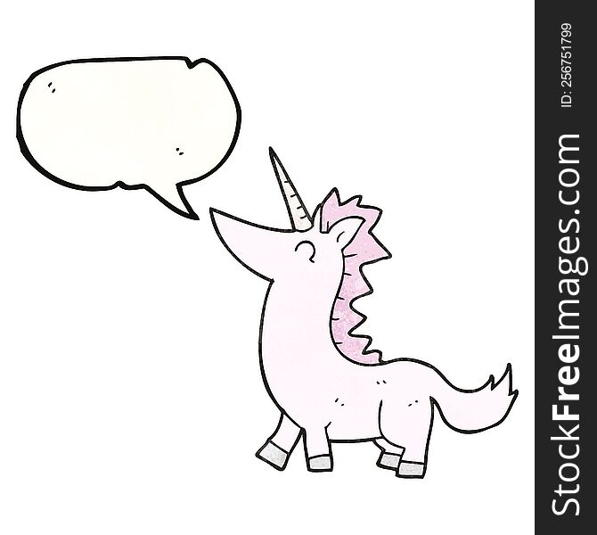 Speech Bubble Textured Cartoon Unicorn