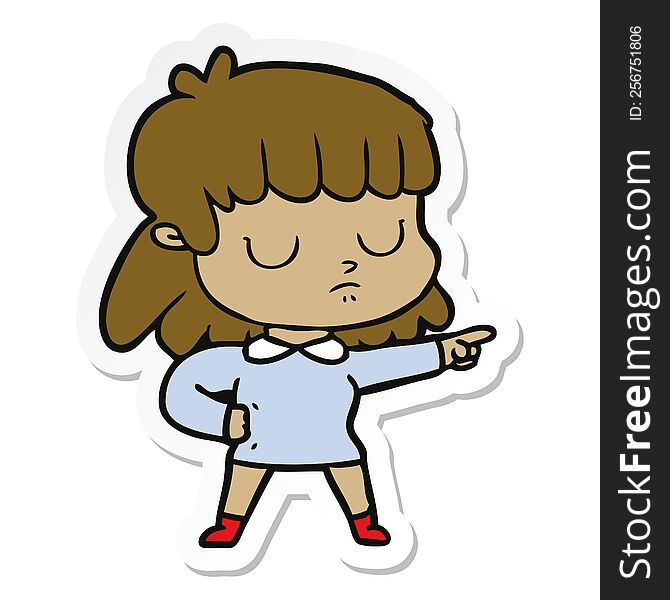Sticker Of A Cartoon Indifferent Woman Accusing